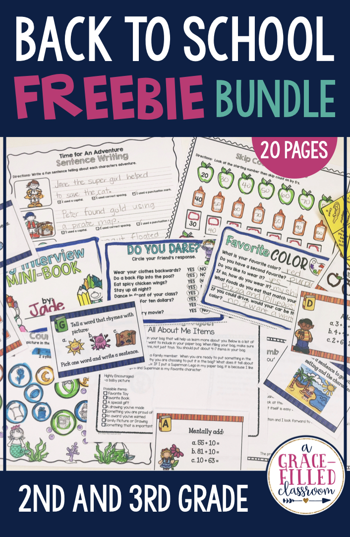 back to school freebie 2nd grade and 3rd grade