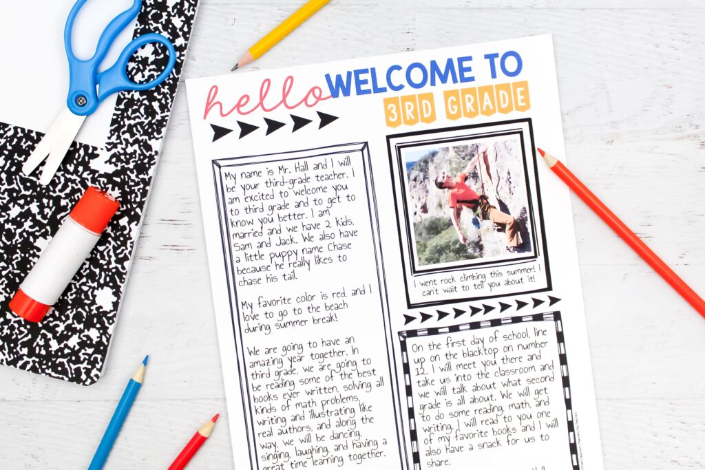 A letter says "Hello, Welcome to 3rd Grade"