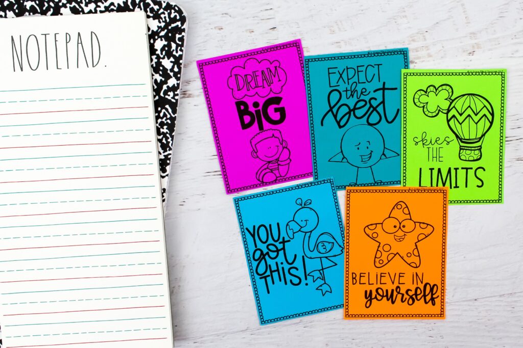 Colorful Notes with positive growth mindset messages