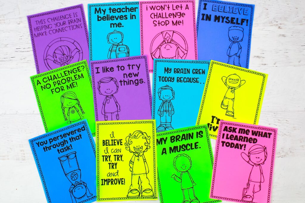Colorful growth mindset notes