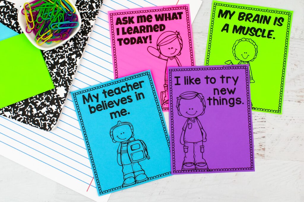 Four colorful growth mindset notes