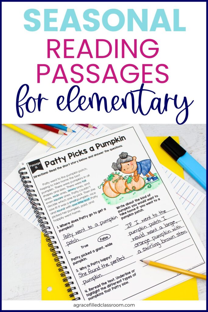 Seasonal reading passages for elementary