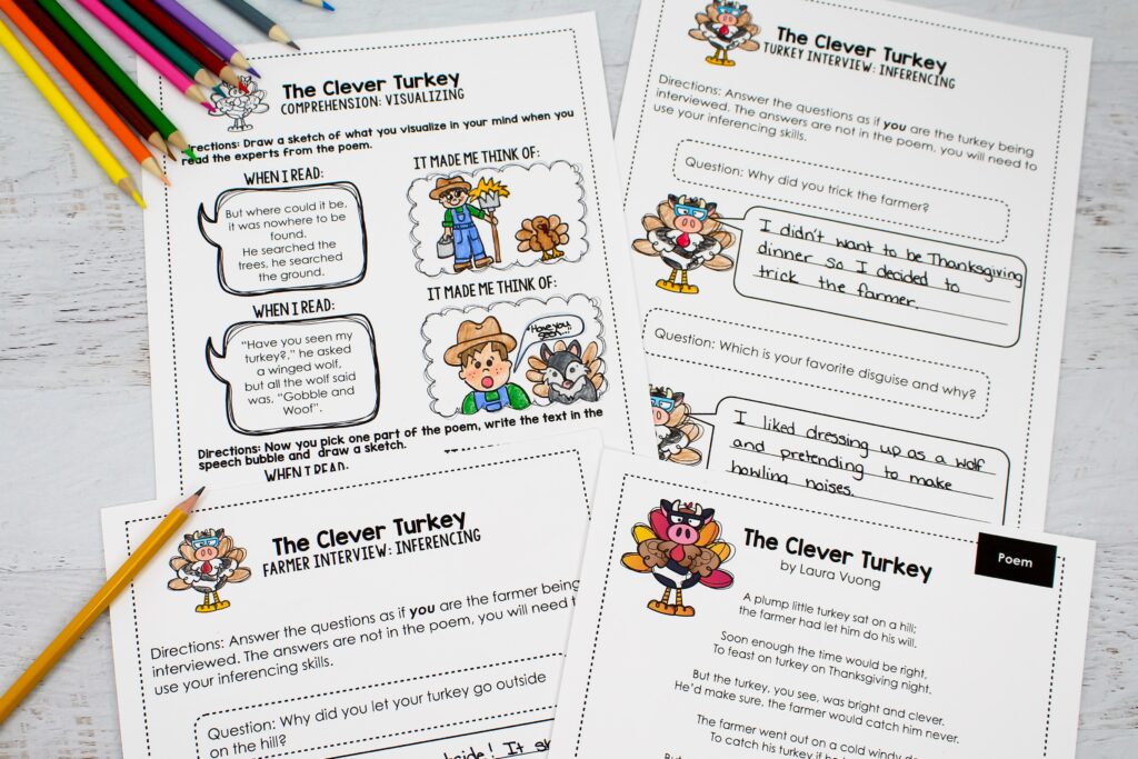 Turkey Poem and a variety of comprehension activities