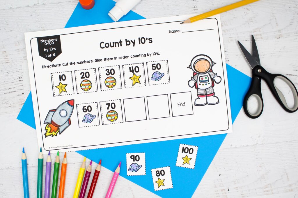 Count by 10s skip counting worksheet