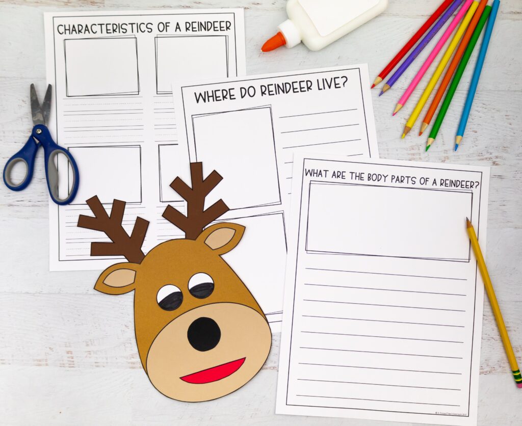 Reindeer craft and report paper options
