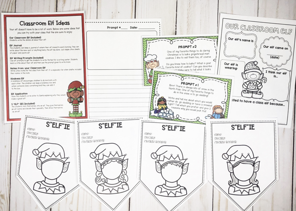 A variety of classroom elf related printables