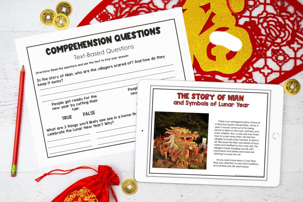 Print and digital Lunar New Year reading passages