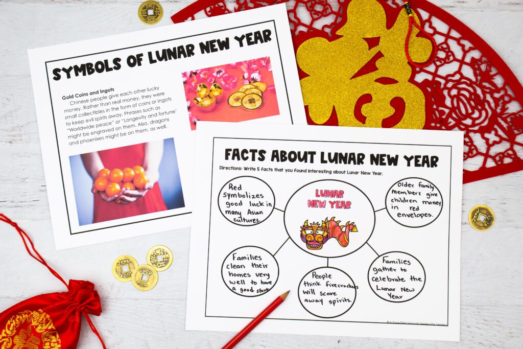 Lunar New Year reading passage and graphic organizer